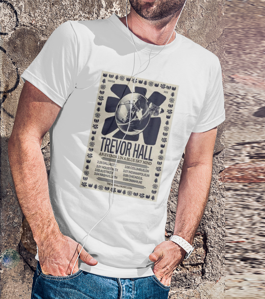 Trevor Hall An Evening In A Blue Sky Mind Winter 2025 Tour Dallas Houston Austin Nashville Columbus Indianapolis Chicago Omaha T-Shirt