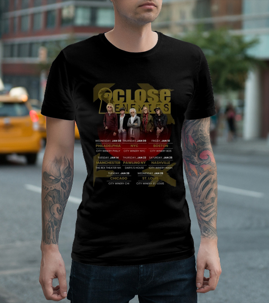 Aerosmith’s Tom Hamilton Close Enemies 2025 Tour Dates Philadelphia NYC Boston Manchester Nashville Chicago St. Louis T-Shirt