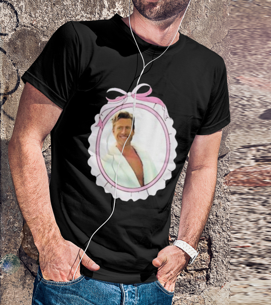 Cherrydaze Glen Powell Pink Ribbon Scalloped Frame T-Shirt