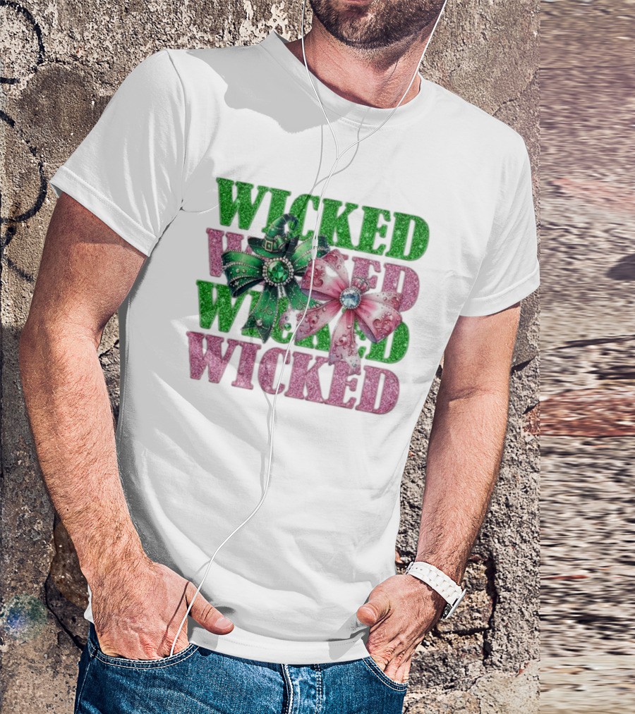 Wicked Coquette Glitter Green Pink Bow Hat T-Shirt