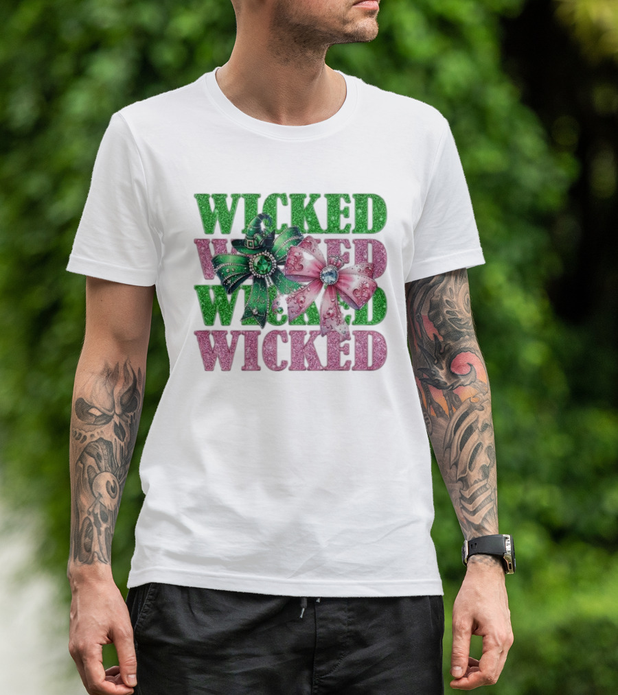 Wicked Coquette Glitter Green Pink Bow Hat T-Shirt