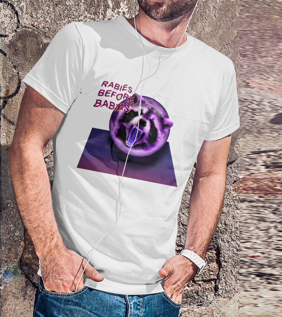 Rabies Before Babies Raccoon Spherical Illusion T-Shirt