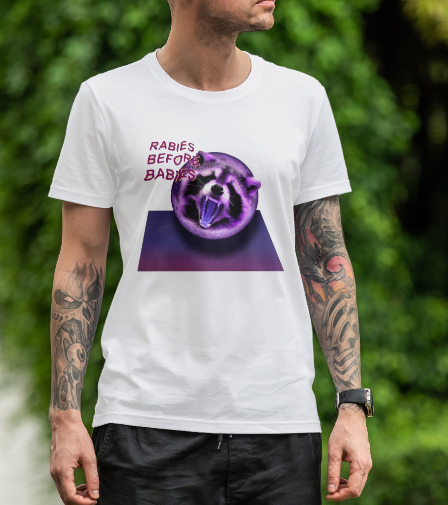Rabies Before Babies Raccoon Spherical Illusion T-Shirt