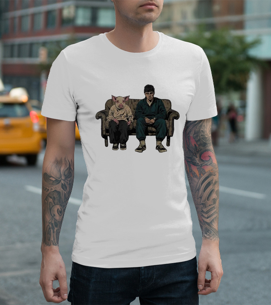 RenMakes Ren Couch Pig Painting Sitting Together T-Shirt