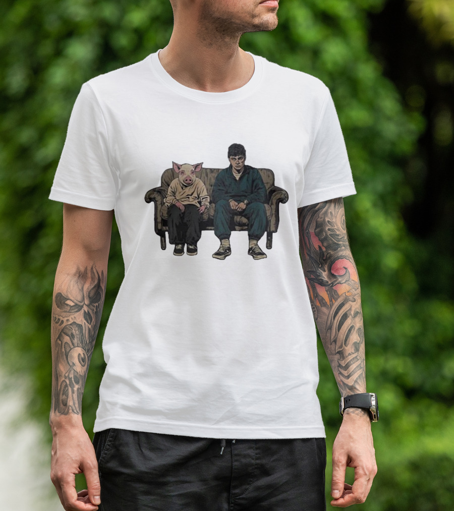 RenMakes Ren Couch Pig Painting Sitting Together T-Shirt