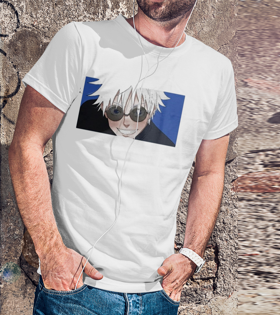 Young Gojo Anime Manga Character Blue Background T-Shirt
