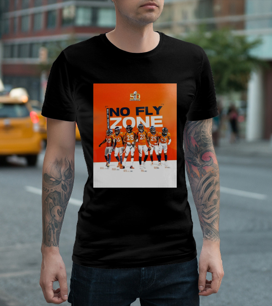 Denver Broncos Super Bowl 50 Return Of The No Fly Zone Bruton Stewart Harris Talib Roby T-Shirt