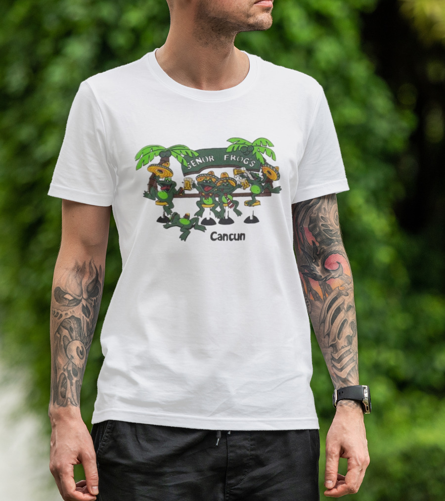 Señor Frog’s Cancun Mexico Palm Trees And Frogs With Sombreros T-Shirt