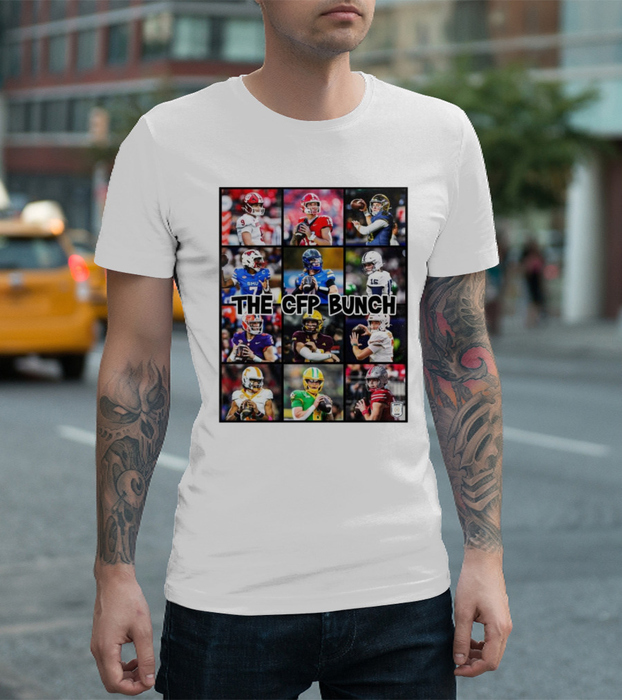 The CFP Bunch The QBs of the CFP Indiana Notre Dame SMU Penn State Clemson Texas Tennessee Ohio State T-Shirt