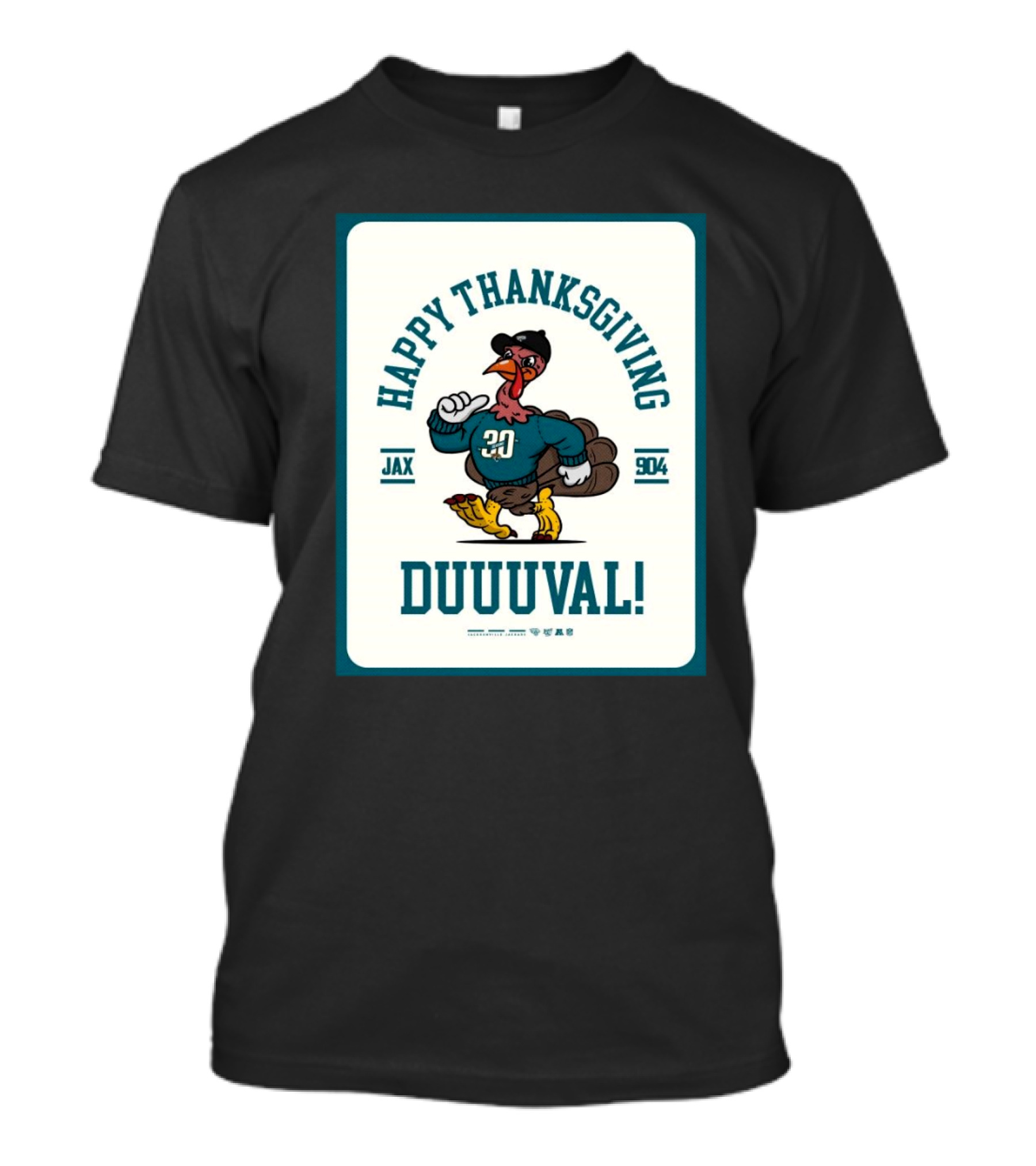 Jacksonville Jaguars NFL Happy Thanksgiving Duuuval Jax 904 Turkey Football Player T-Shirt