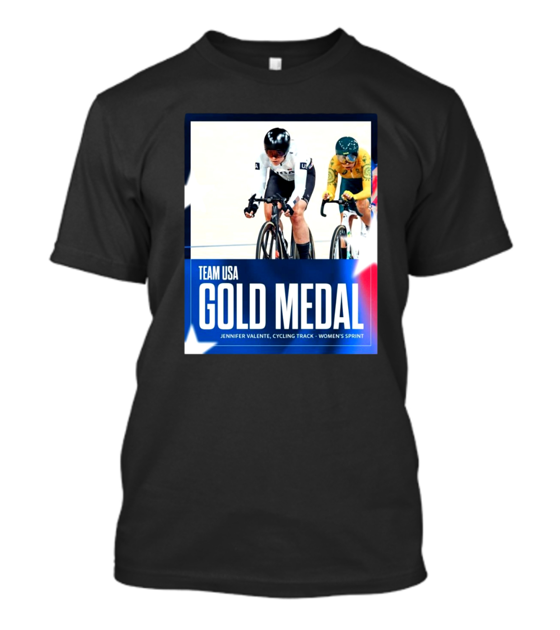 Team USA Gold Medal Jennifer Valente Cycling Track Women's Sprint T-Shirt