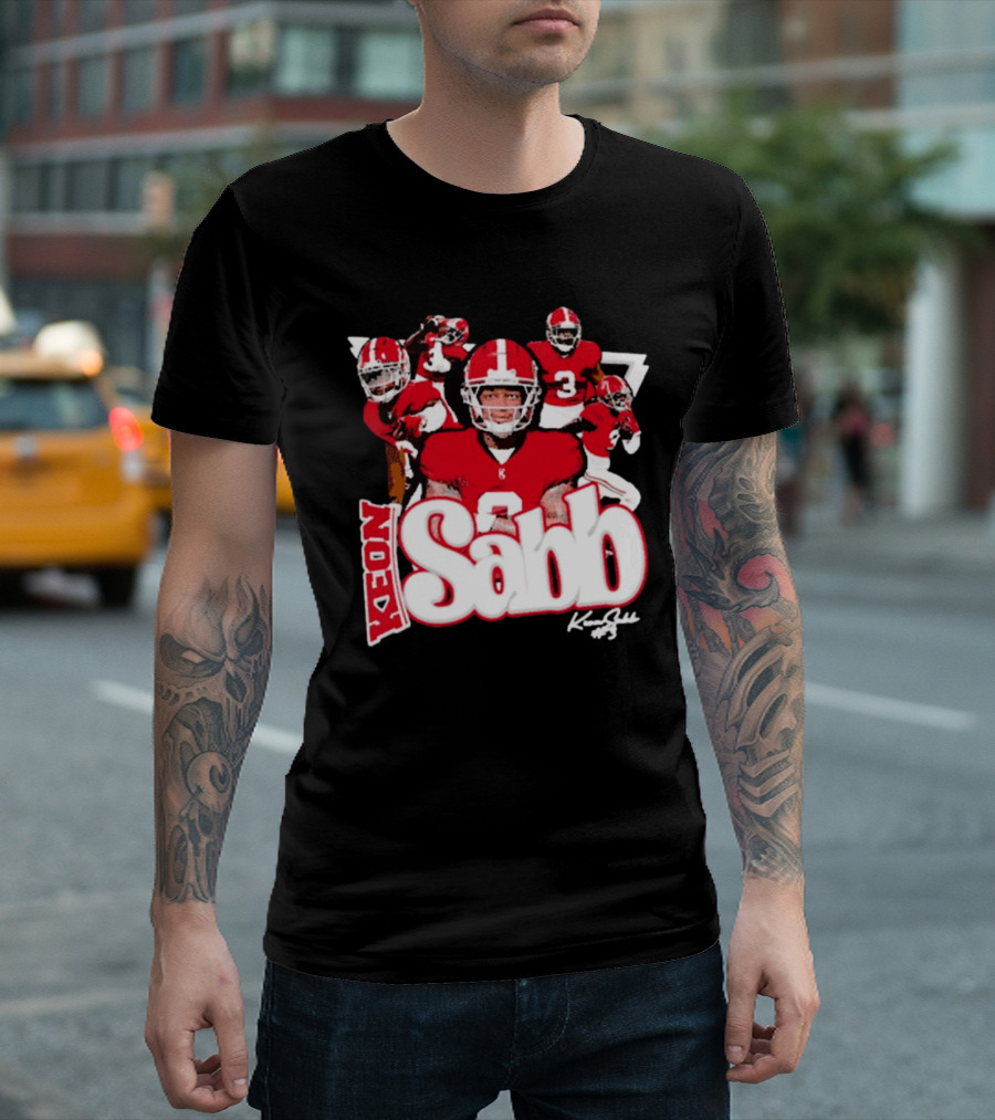 Keon Sabb 3 Alabama Crimson Tide Football Caricature Signature Crimson Jersey Players T-Shirt