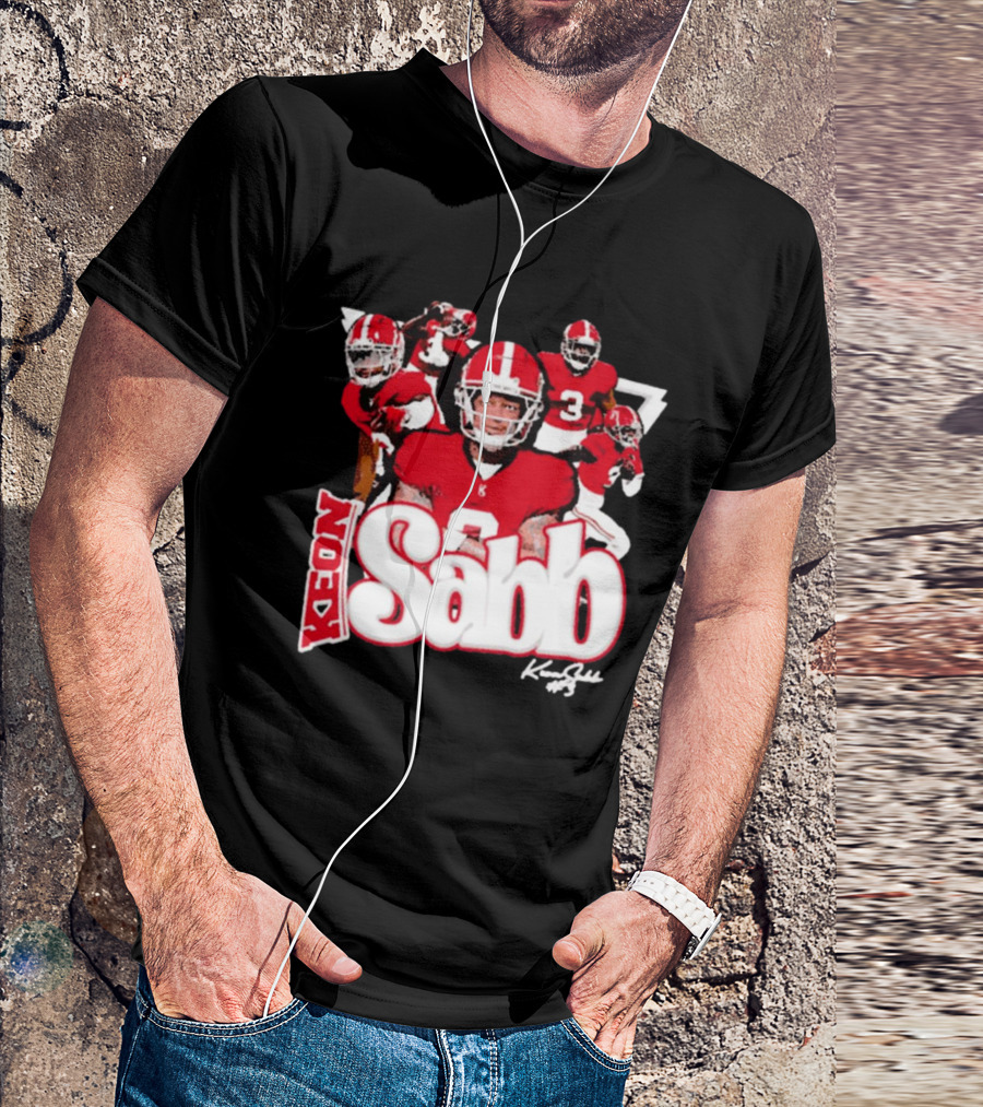 Keon Sabb 3 Alabama Crimson Tide Football Caricature Signature Crimson Jersey Players T-Shirt