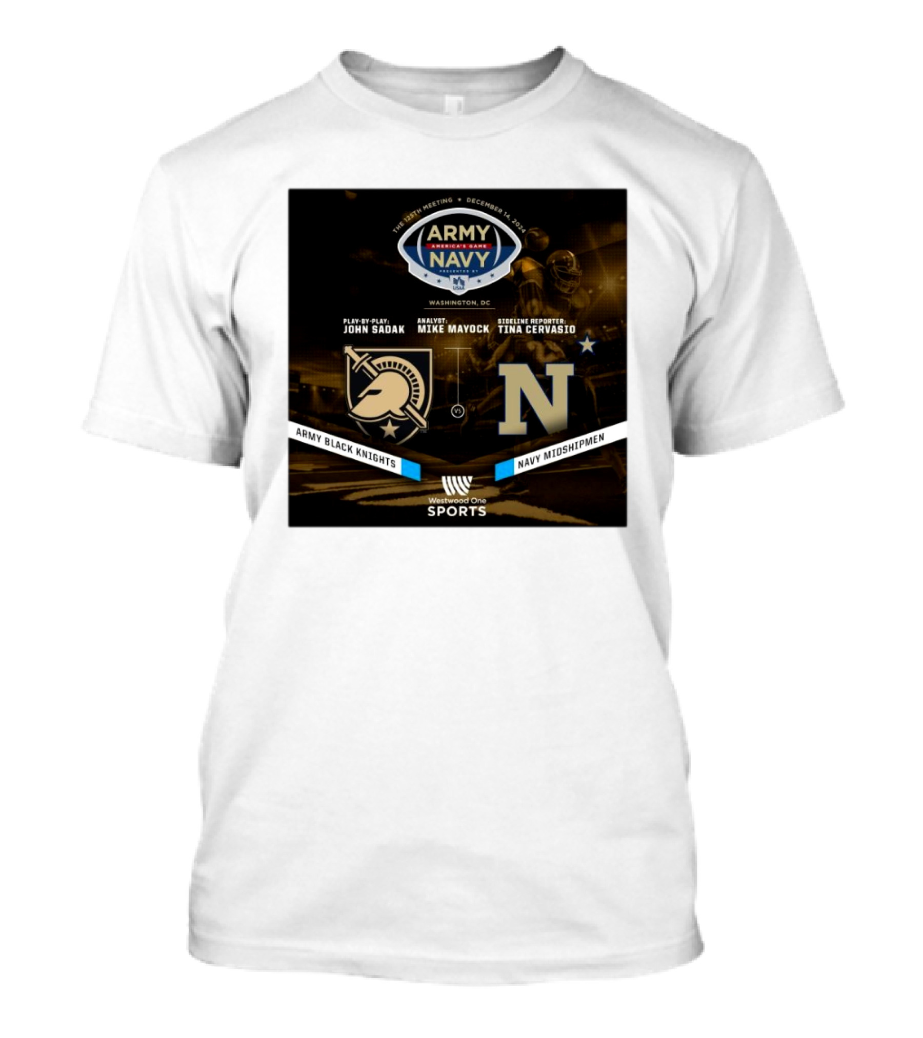 The 125th Meeting Army Black Knights Vs Navy Midshipmen America’s Game December 14 2024 Washington D.C. Sports Event Westwood One T-Shirt