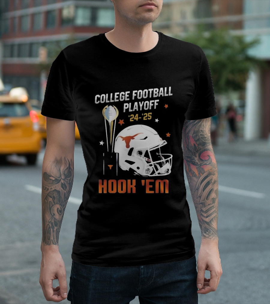 College Football Playoff '24-'25 Hook 'Em Texas Longhorns Helmet T-Shirt