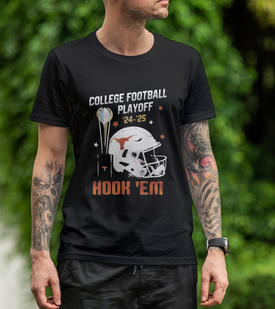 College Football Playoff '24-'25 Hook 'Em Texas Longhorns Helmet T-Shirt