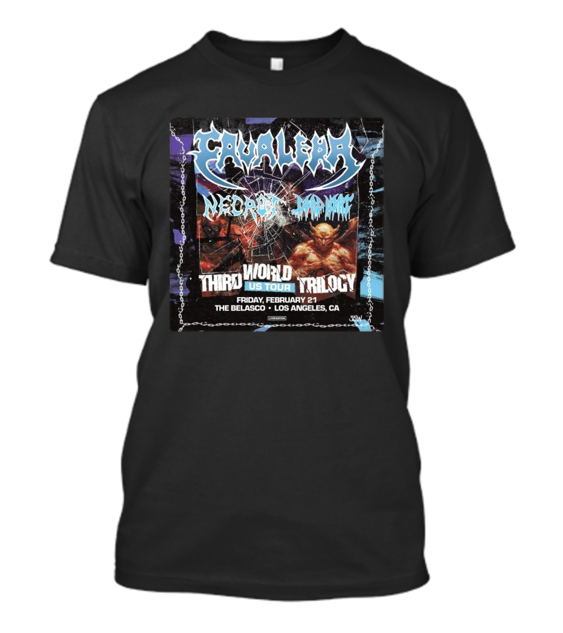 Cavalera Necrot Dead Heat Third World Trilogy US Tour The Belasco Los Angeles February 21 2025 T-Shirt