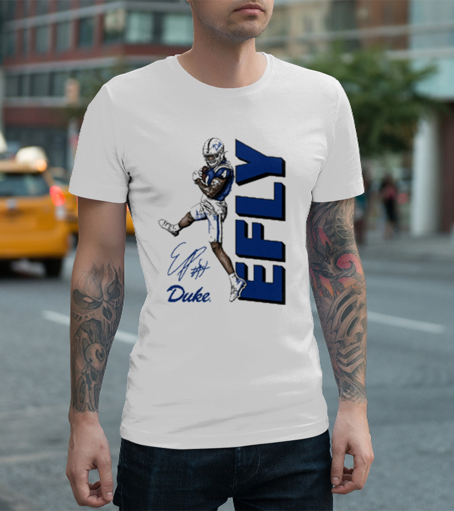Eli Pancol #4 Duke Blue Devils EFLY Football Signature T-Shirt