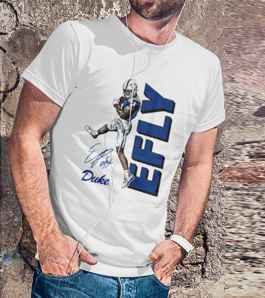 Eli Pancol #4 Duke Blue Devils EFLY Football Signature T-Shirt