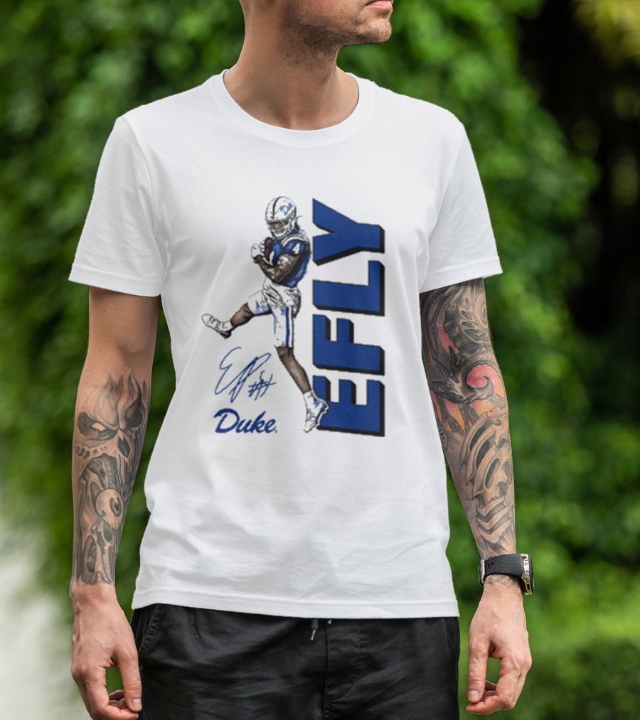 Eli Pancol #4 Duke Blue Devils EFLY Football Signature T-Shirt