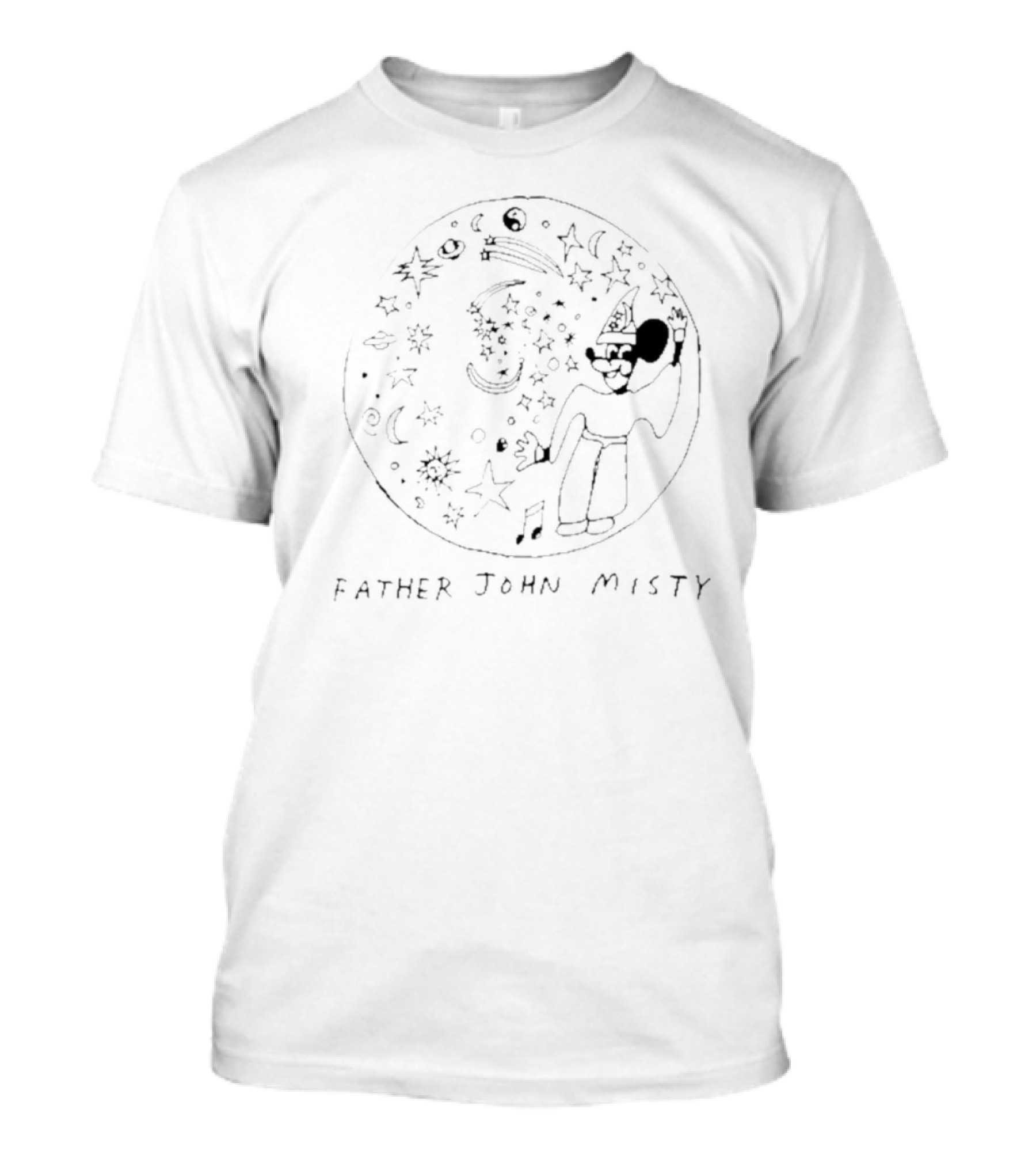Father John Misty Wizards 2024 Cosmic Cartoon With Stars And Music Notes T-Shirt
