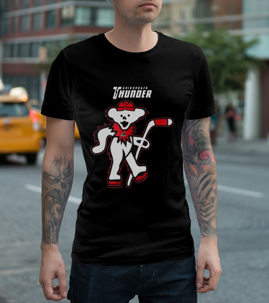 Adirondack Thunder Grateful Dead Night 2025 Hockey Bear T-Shirt