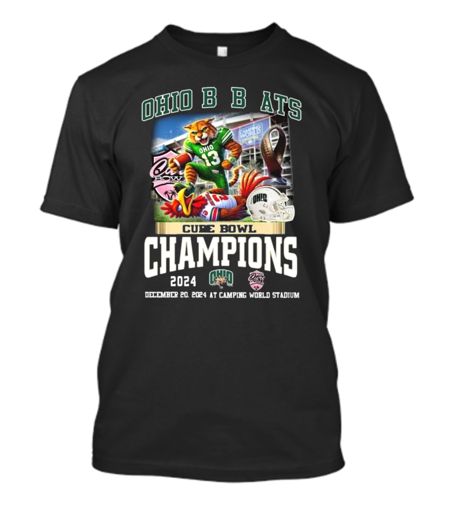 Ohio Bobcats Cure Bowl Champions December 20 2024 At Camping World Stadium T-Shirt