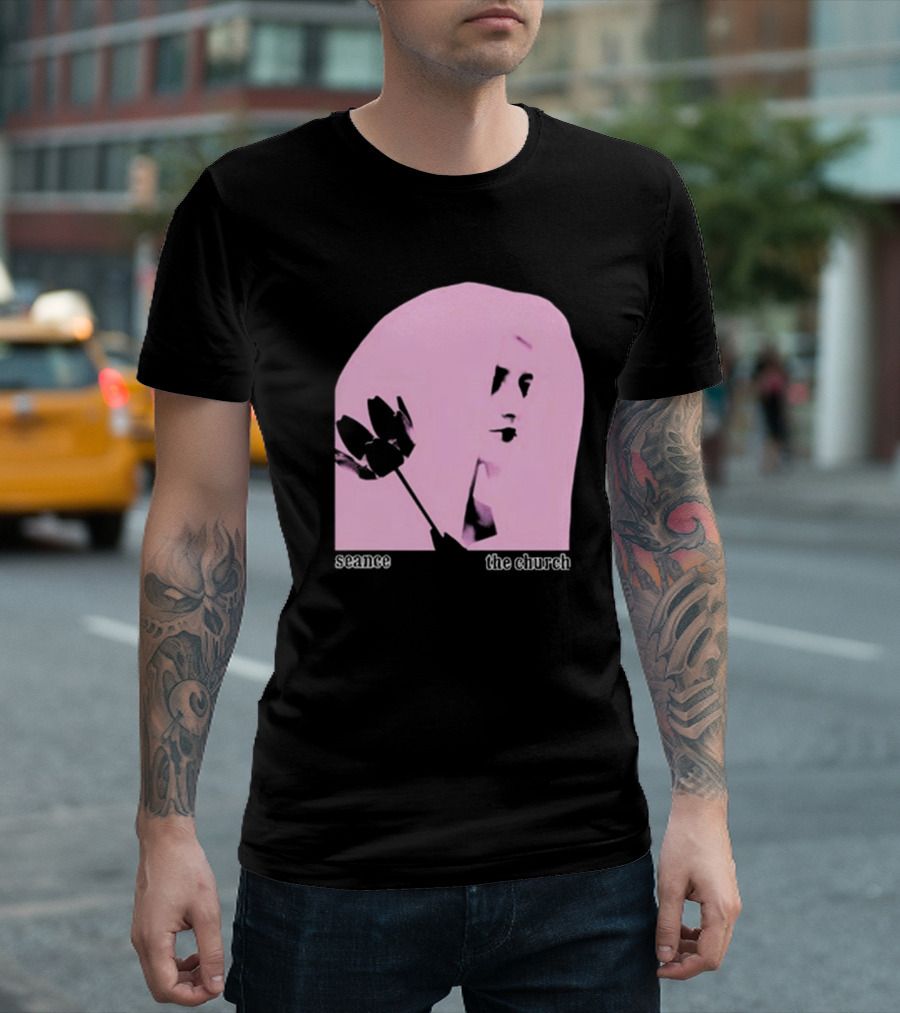 The Church Seance Pink Portrait with Flower T-Shirt