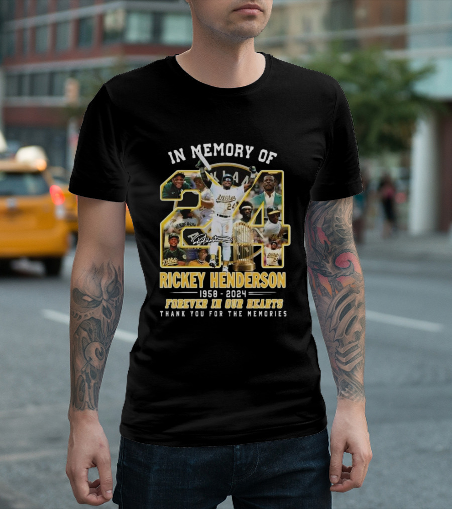 Rickey Henderson In Memory of 1958-2024 Oakland Athletics Forever in Our Hearts T-Shirt