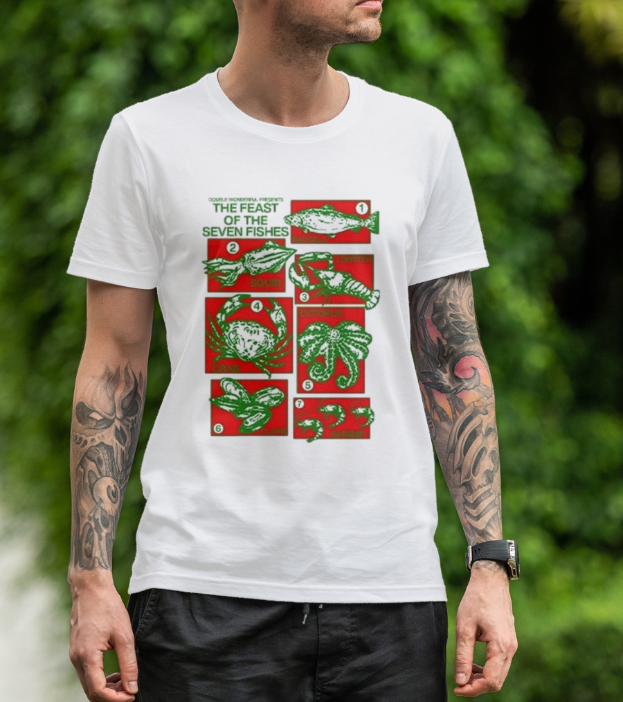 Double Wonderful Presents The Feast Of The Seven Fishes Fish Squid Lobster Crab Octopus Shrimp Clams T-Shirt