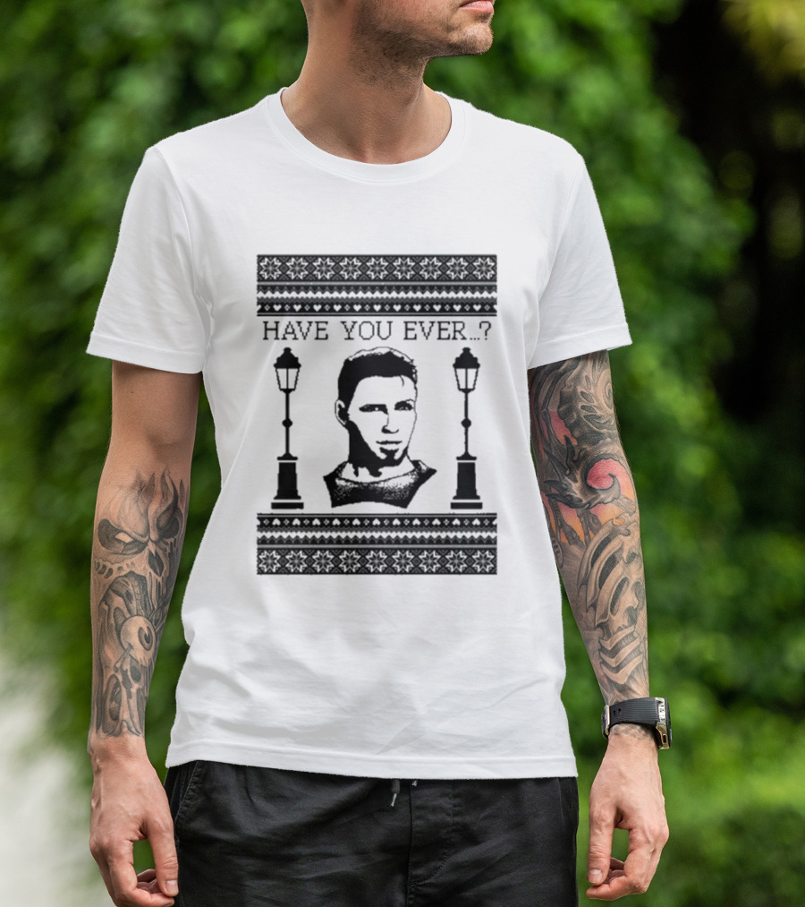 Dragon Age Alistair Have You Ever Ugly Christmas Sweater With Lamp Posts T-Shirt