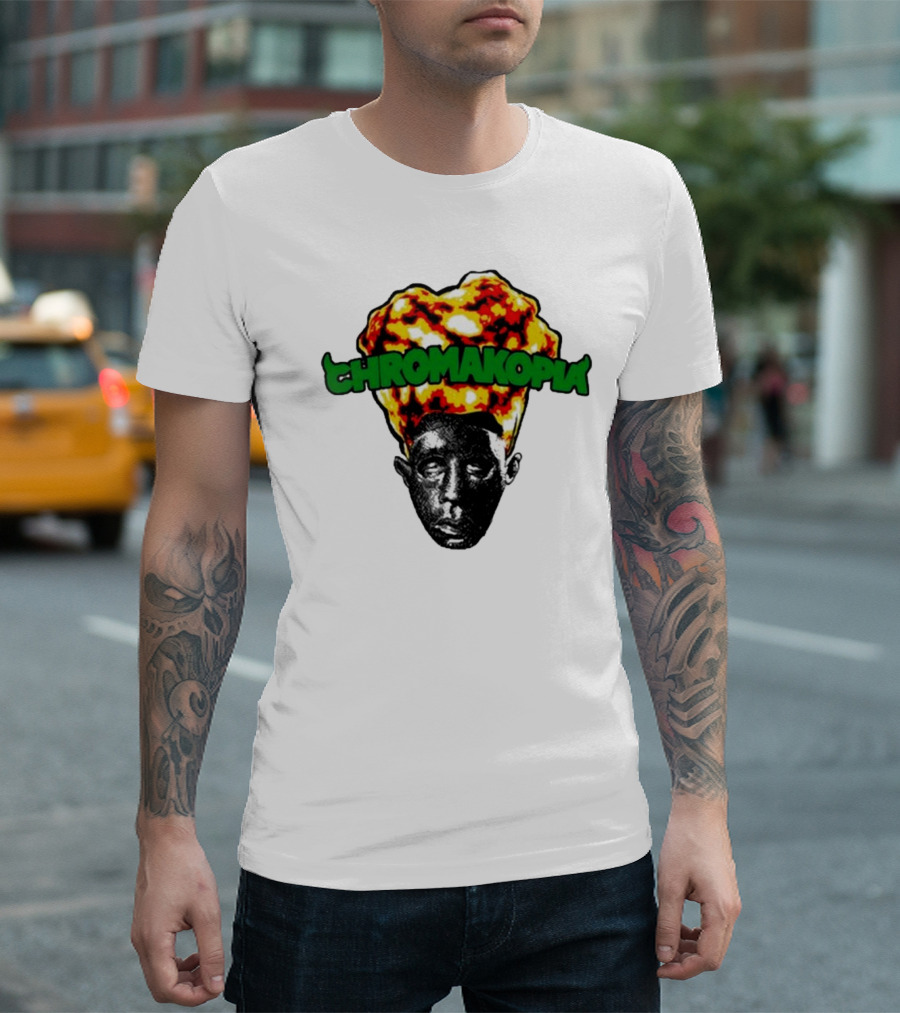 Feliciathegoat Chromakopia Fire Face with Flaming Hair T-Shirt