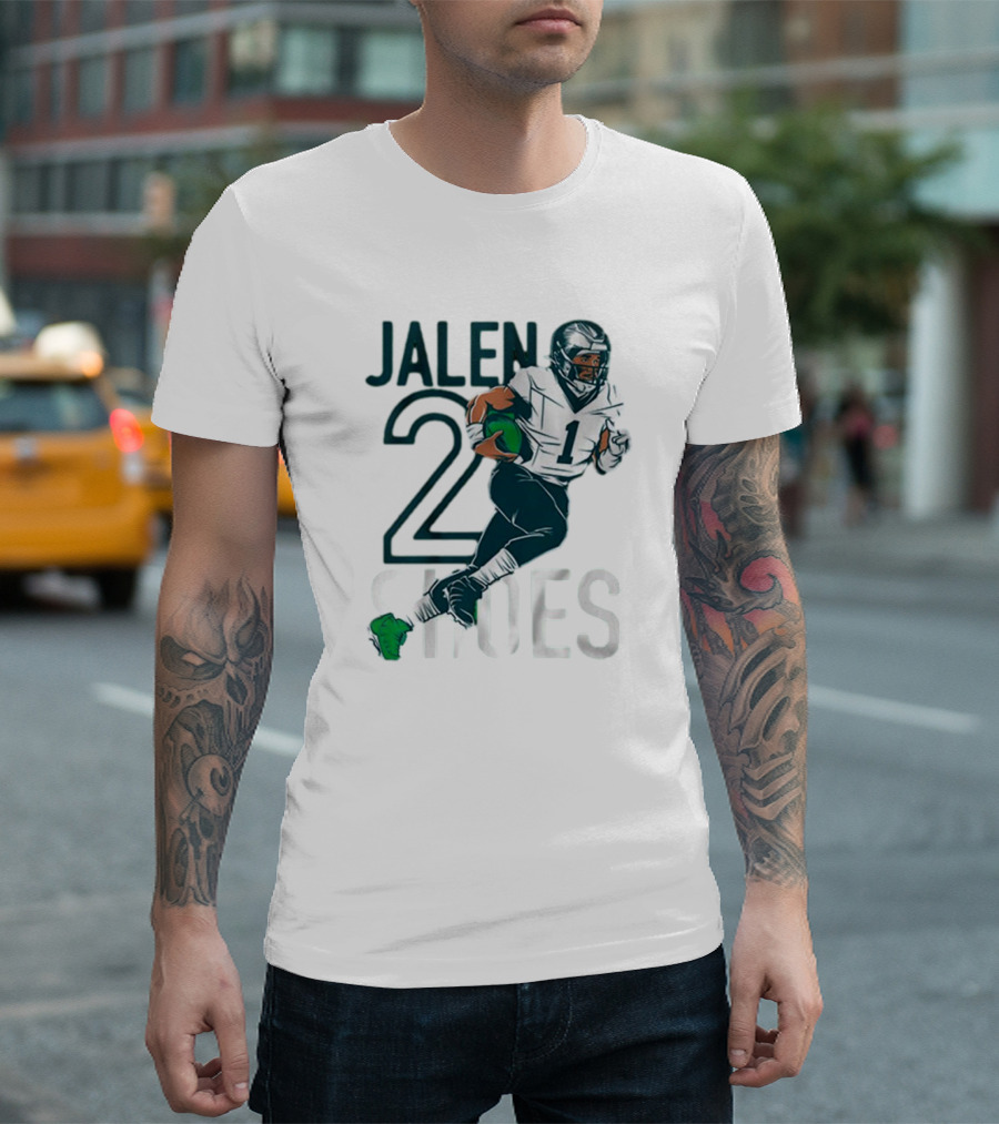 Jalen Hurts Two Shoes Philadelphia Eagles NFL Player Football Action T-Shirt