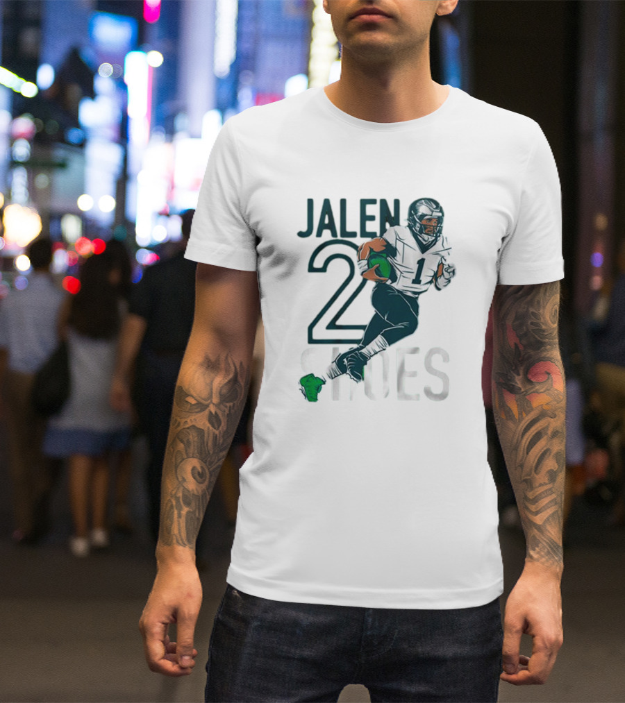 Jalen Hurts Two Shoes Philadelphia Eagles NFL Player Football Action T-Shirt
