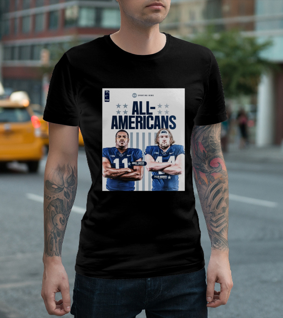 Penn State Nittany Lions SN All-Americans Abdul Carter Tyler Warren T-Shirt