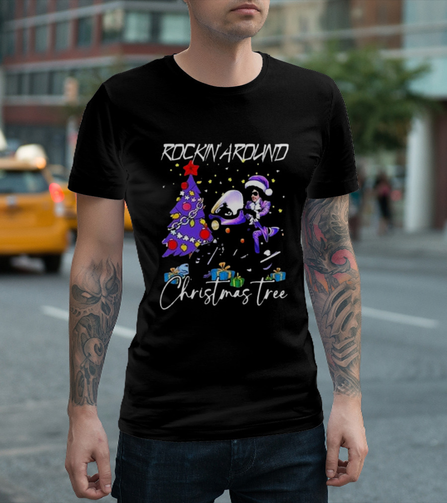 Rockin' Around Christmas Tree In Purple Outfit With Holiday Gifts T-Shirt
