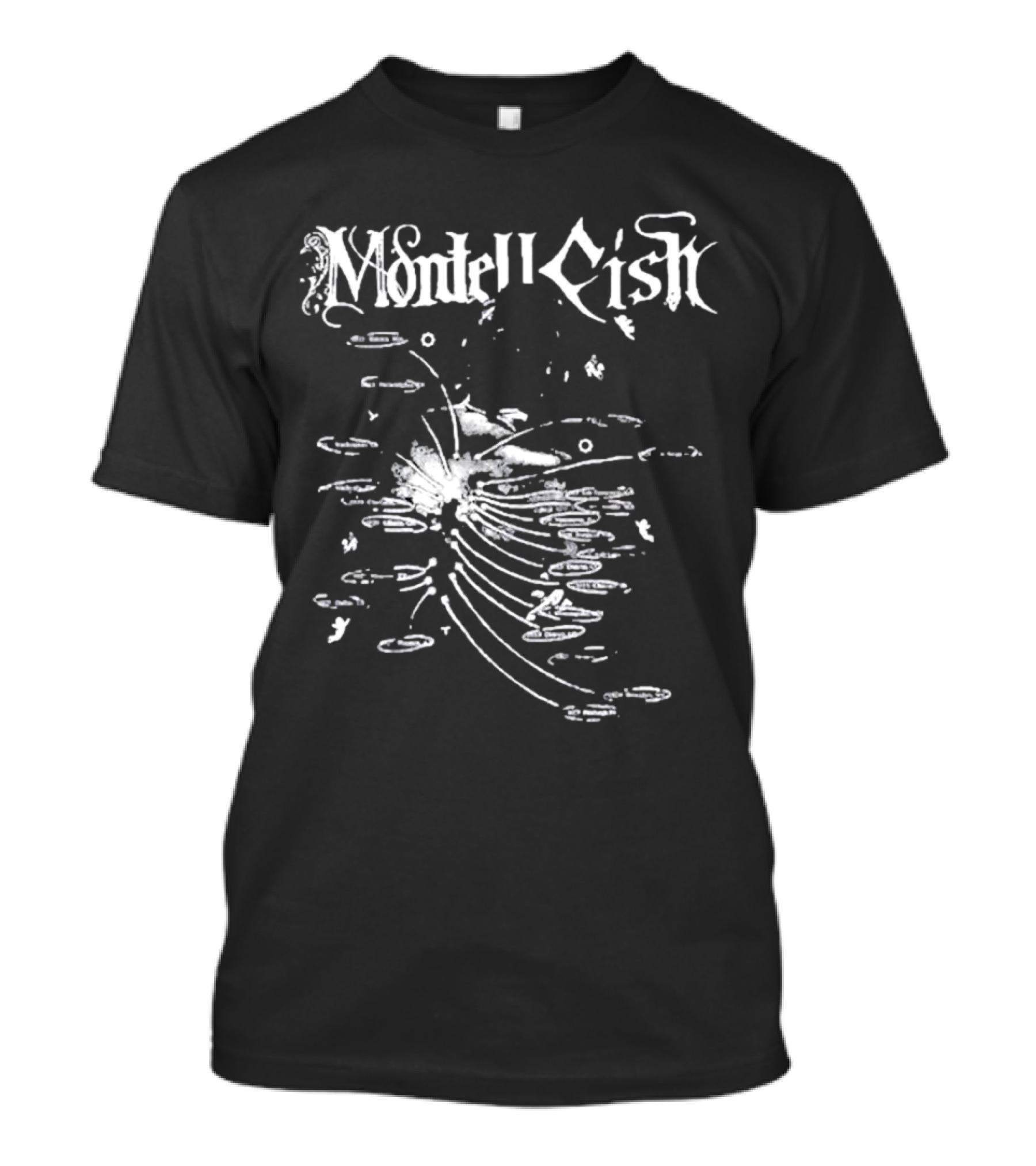 Montell Fish Elegant Black And White Abstract Pond T-Shirt