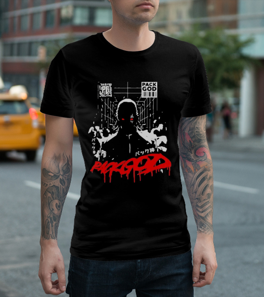 Packgod PG Red Eyes Urban Barcode Aesthetic T-Shirt