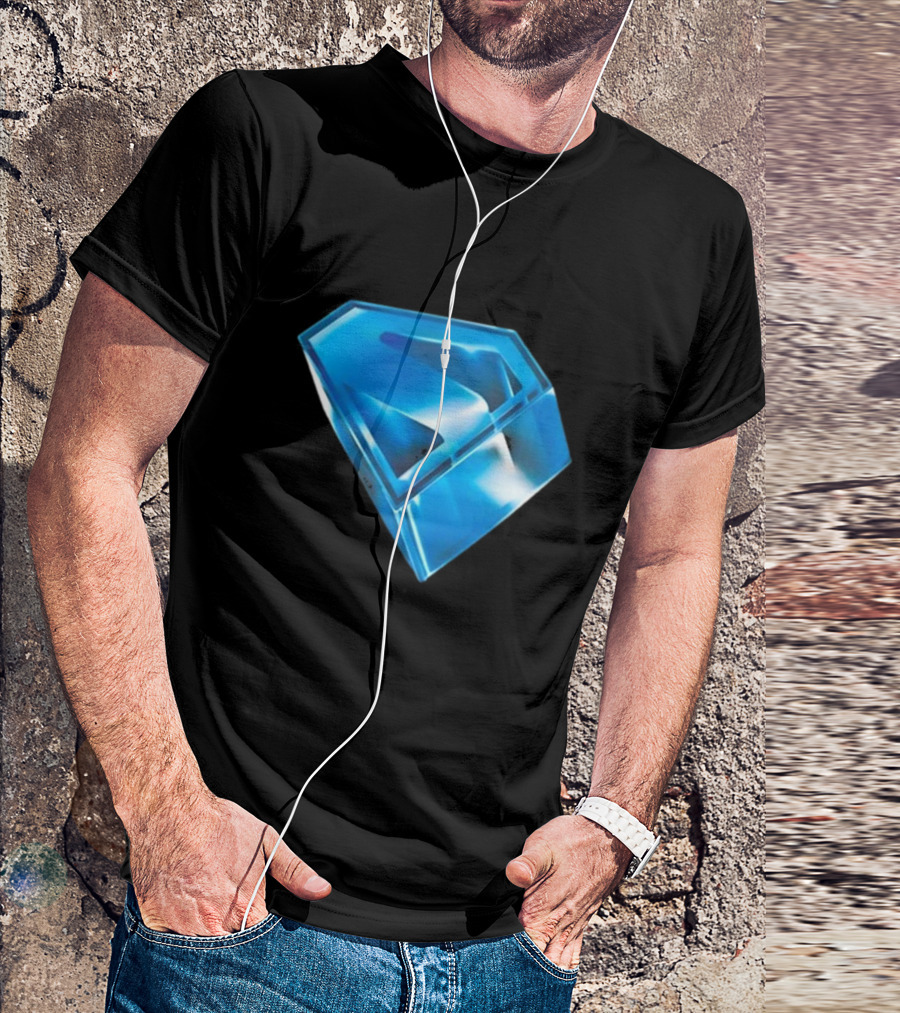 Superman 2025 Movie Stylized S-Shield Blue Diamond Emblem T-Shirt