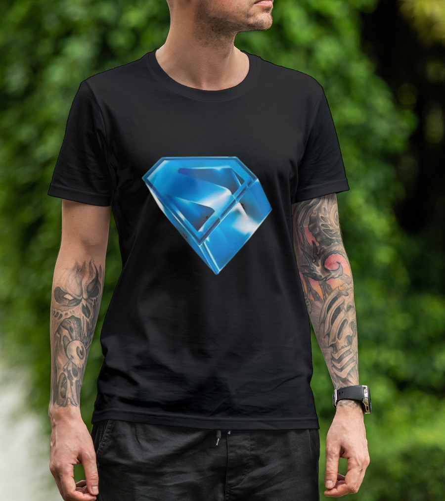 Superman 2025 Movie Stylized S-Shield Blue Diamond Emblem T-Shirt