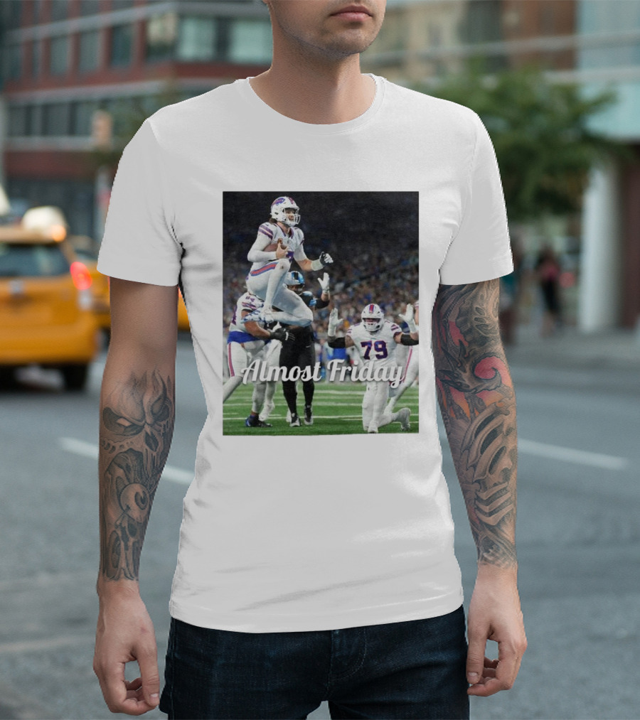 Almost Friday Buffalo Allen Football Leap T-Shirt