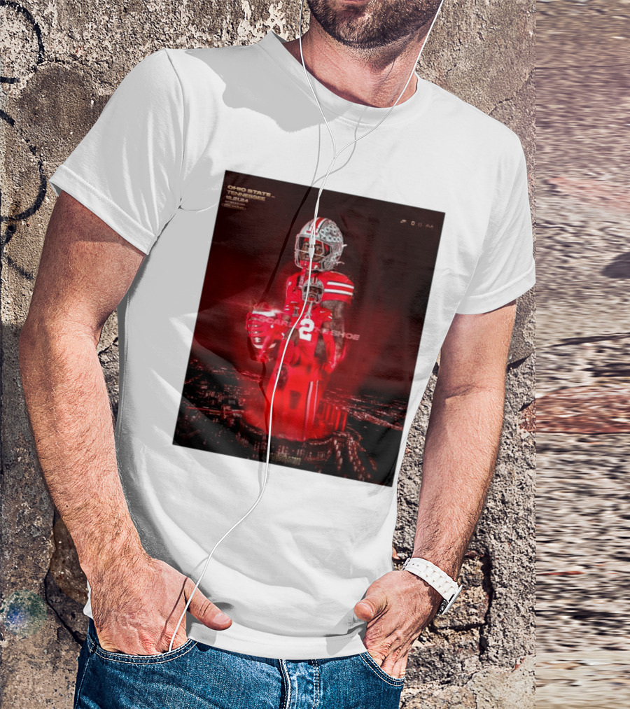 Ohio State Buckeyes Vs Tennessee Vols Caleb Downs Jeremiah Smith 12 21 24 Scarlet For The Shoe CFP T-Shirt