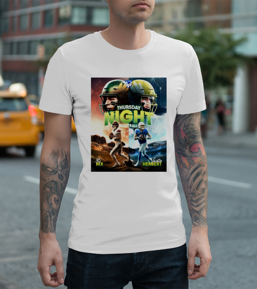 Thursday Night Football Bo Nix Oregon Ducks Vs Justin Herbert Los Angeles Chargers T-Shirt