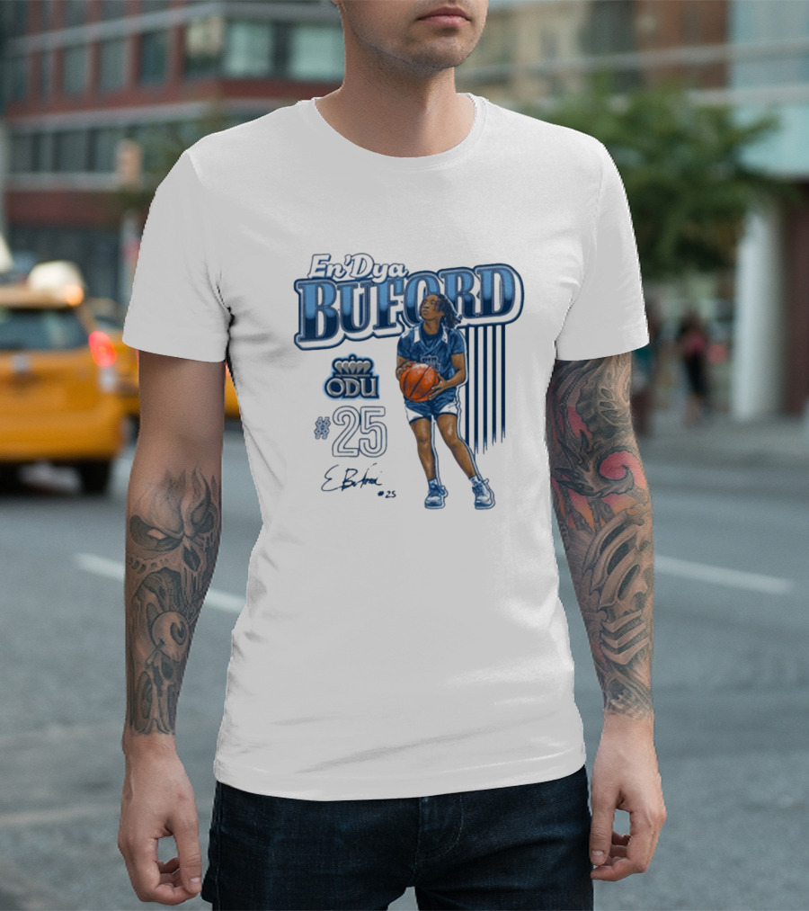 En’Dya Buford ODU #25 Monarchs Basketball Carolina Classics Signature T-Shirt
