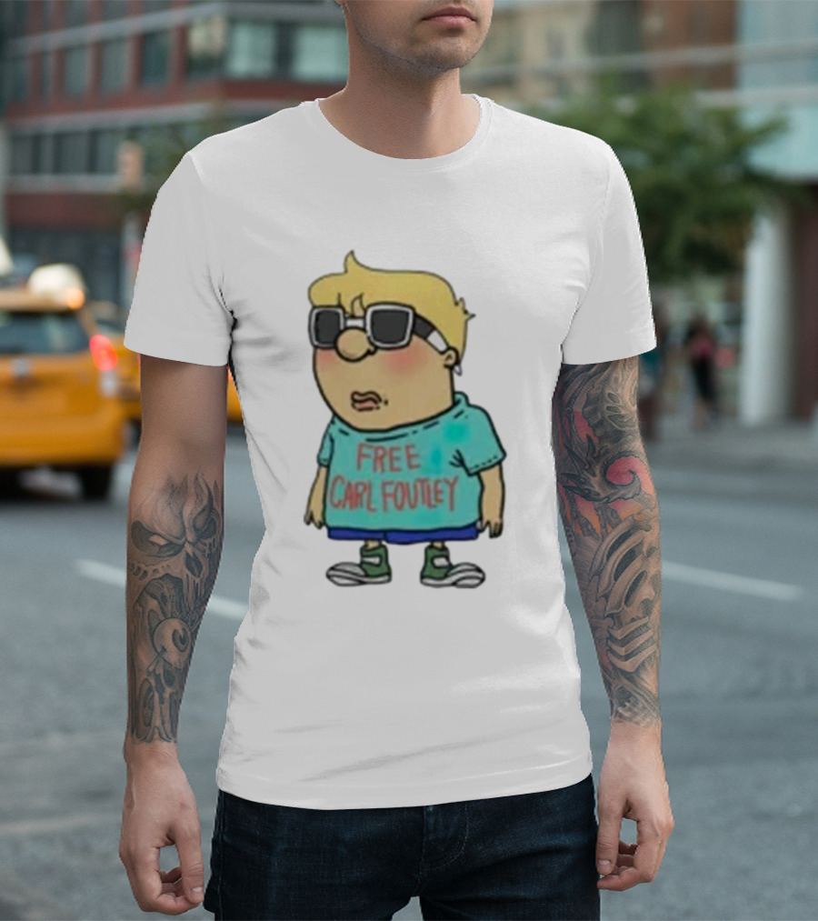 Free Carl Foutley Character with Sunglasses and Green Sneakers T-Shirt