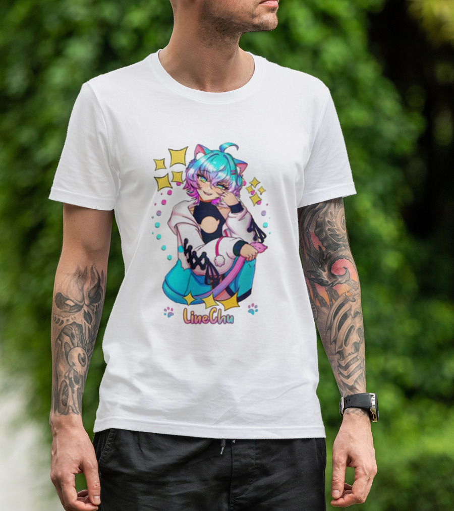 LineChu Glimmer Anime Character With Cat Ears And Colorful Pastel Aesthetic T-Shirt