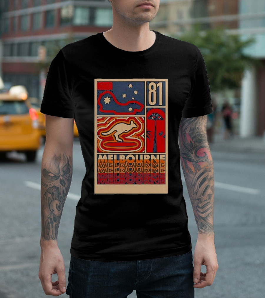 Melbourne 81 Stars Kangaroo Design Funny Oscar Piastri T-Shirt