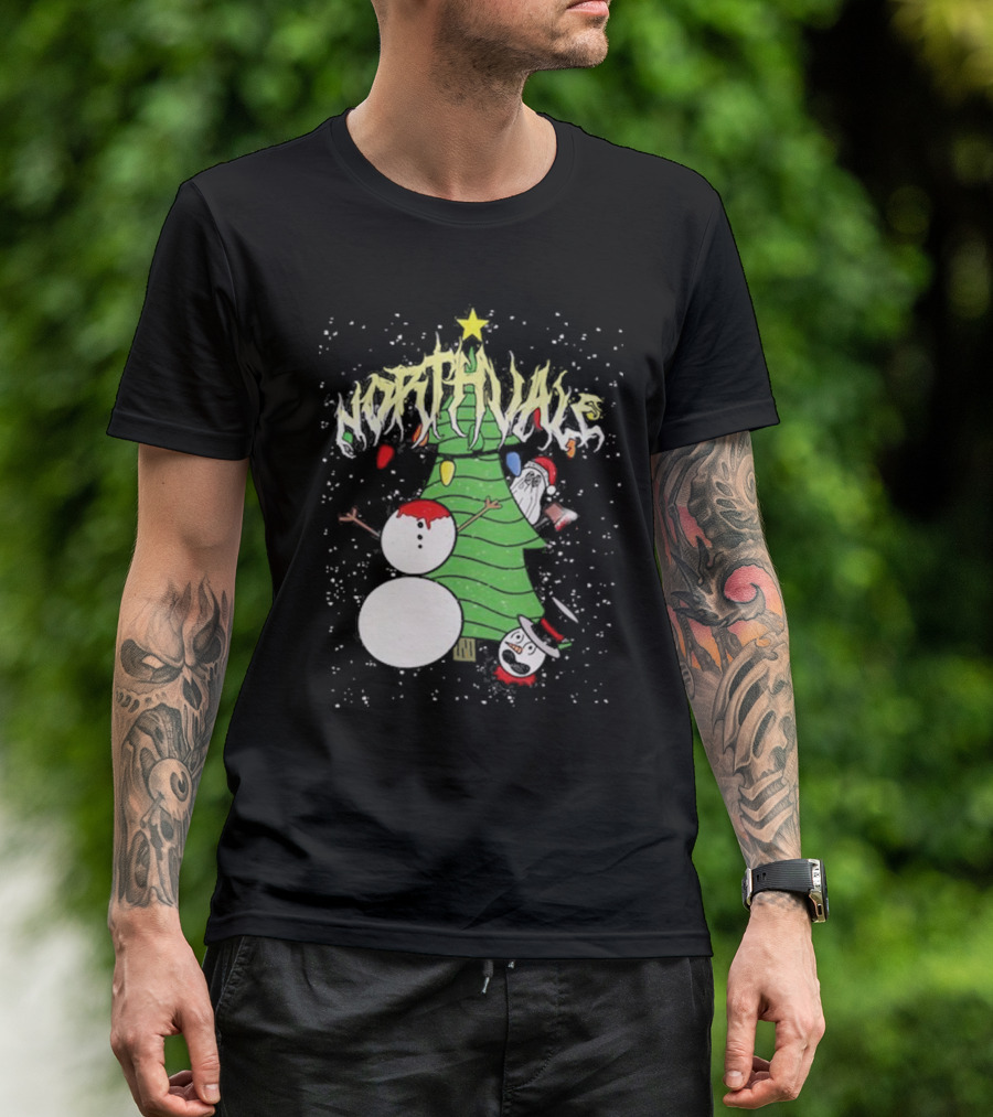 Northvale Headless Snowman Christmas Tree Festive Holiday Scene T-Shirt