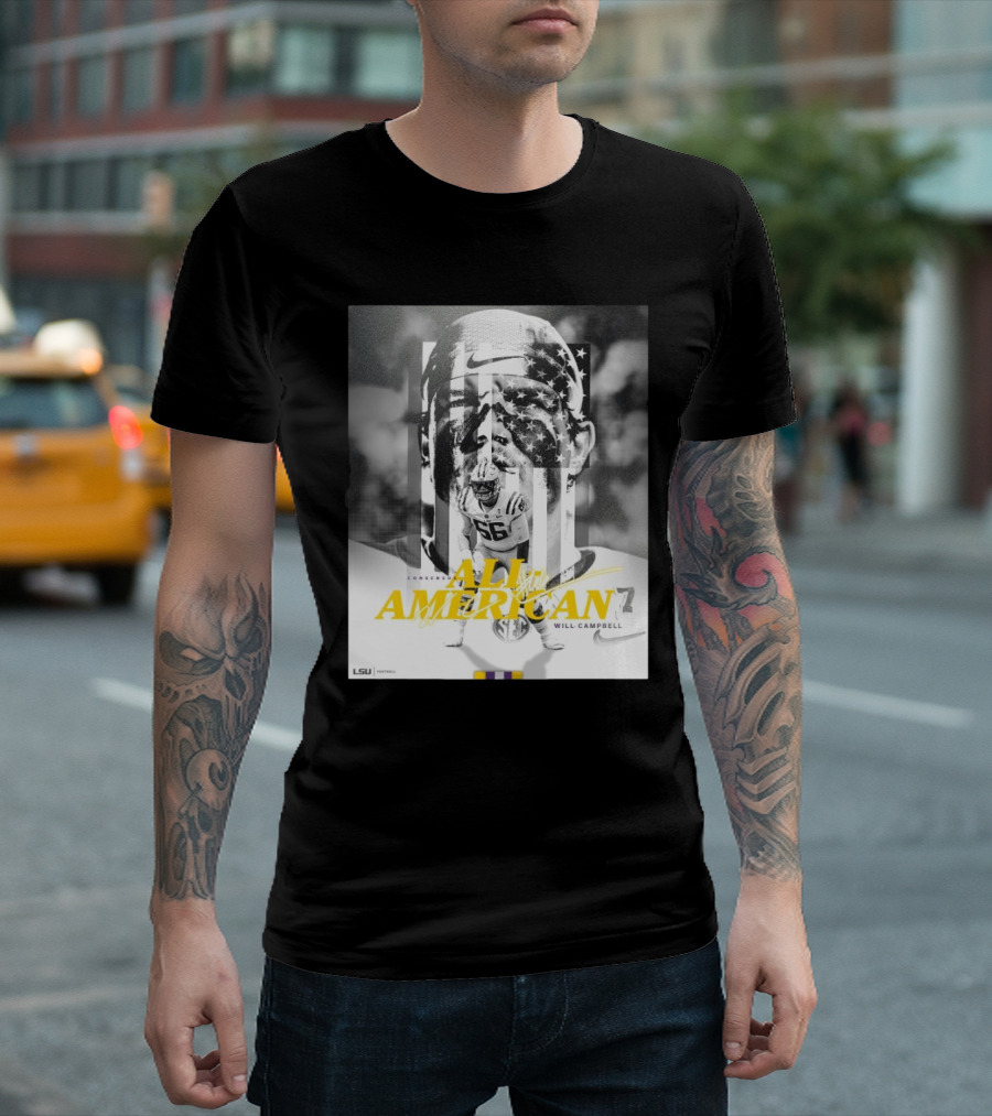 LSU Tigers Football Will Campbell Consensus All-American #66 T-Shirt