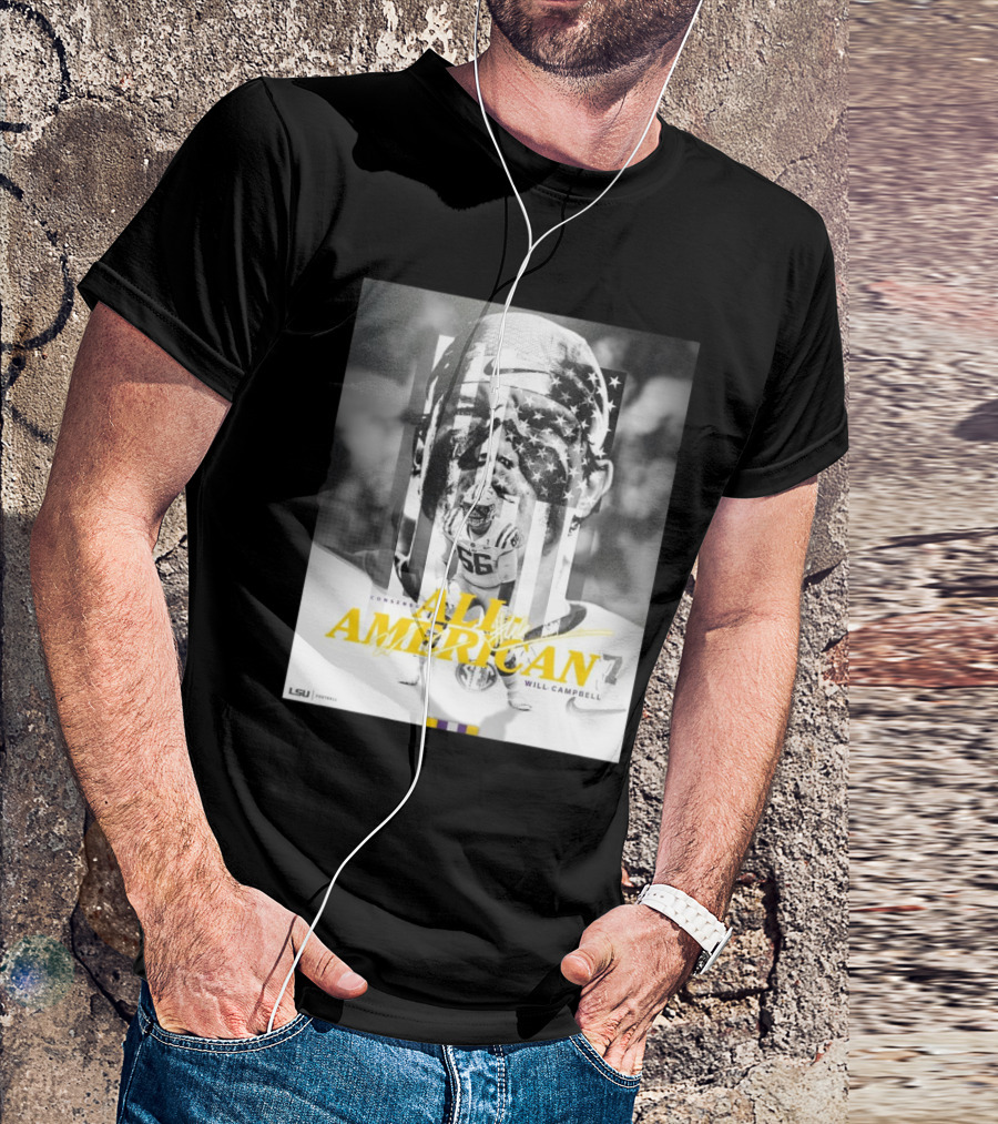 LSU Tigers Football Will Campbell Consensus All-American #66 T-Shirt